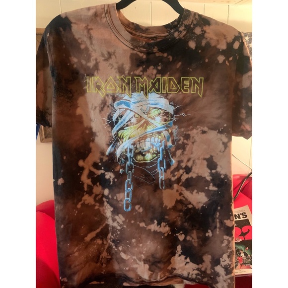 Upcycled Iron Maiden bleached t-shirt - Picture 2 of 6